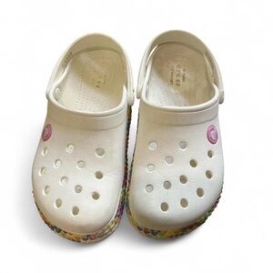 Kids White Clogs with Colorful Soles
